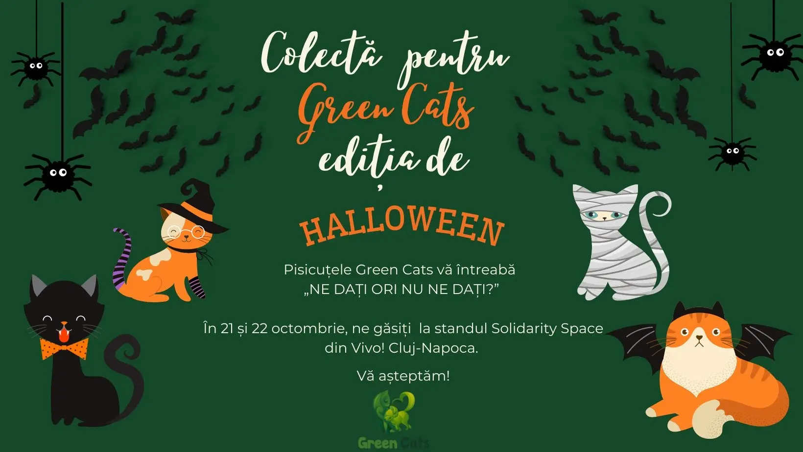 Trick or treat de Halloween pentru Green Cats